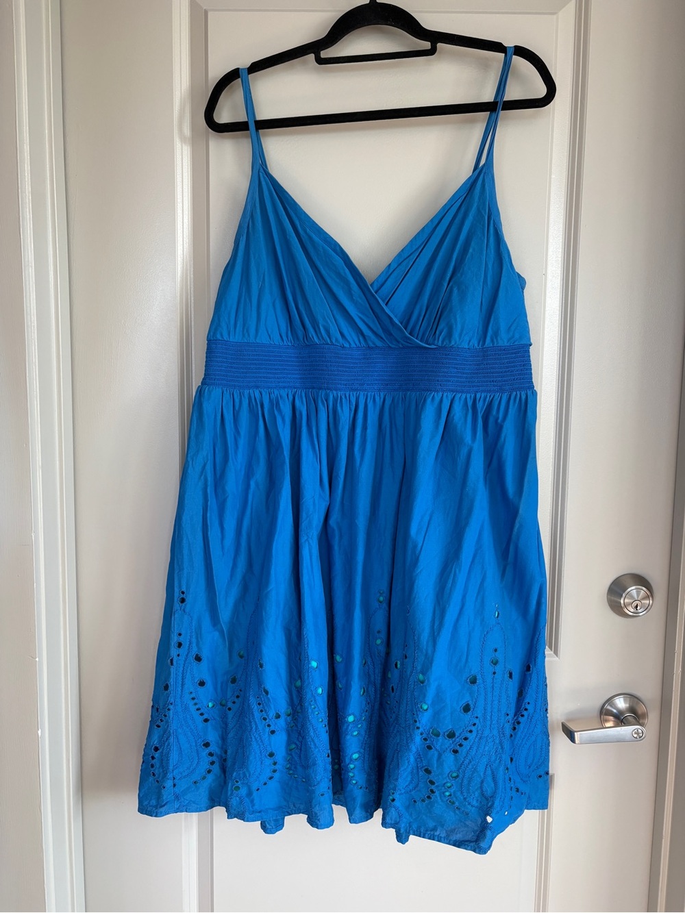 Lane Bryant Blue Eyelet Cotton Midi Dress 18